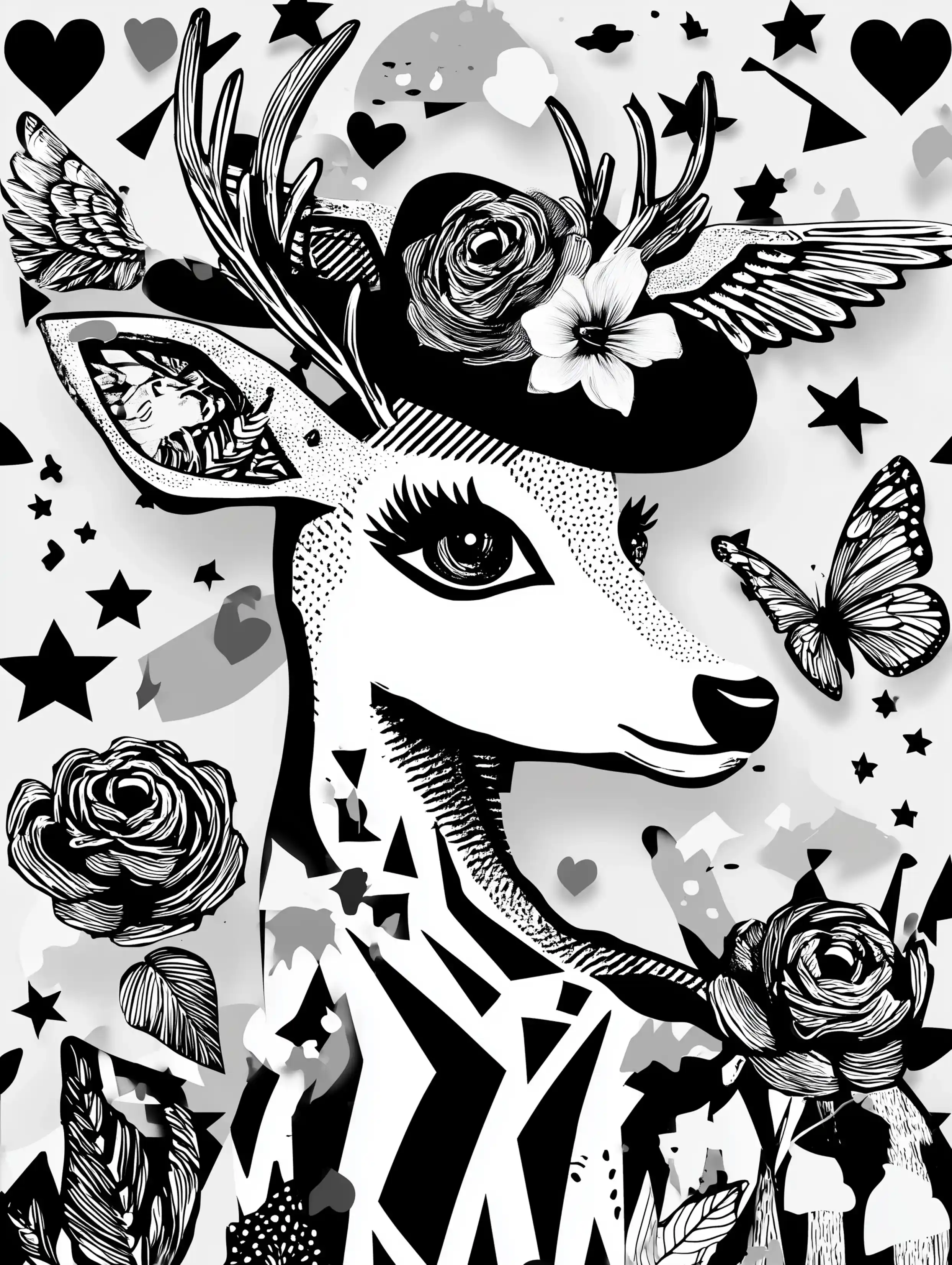 Free printable reindeer coloring page for adults featuring a reindeer wearing a hat